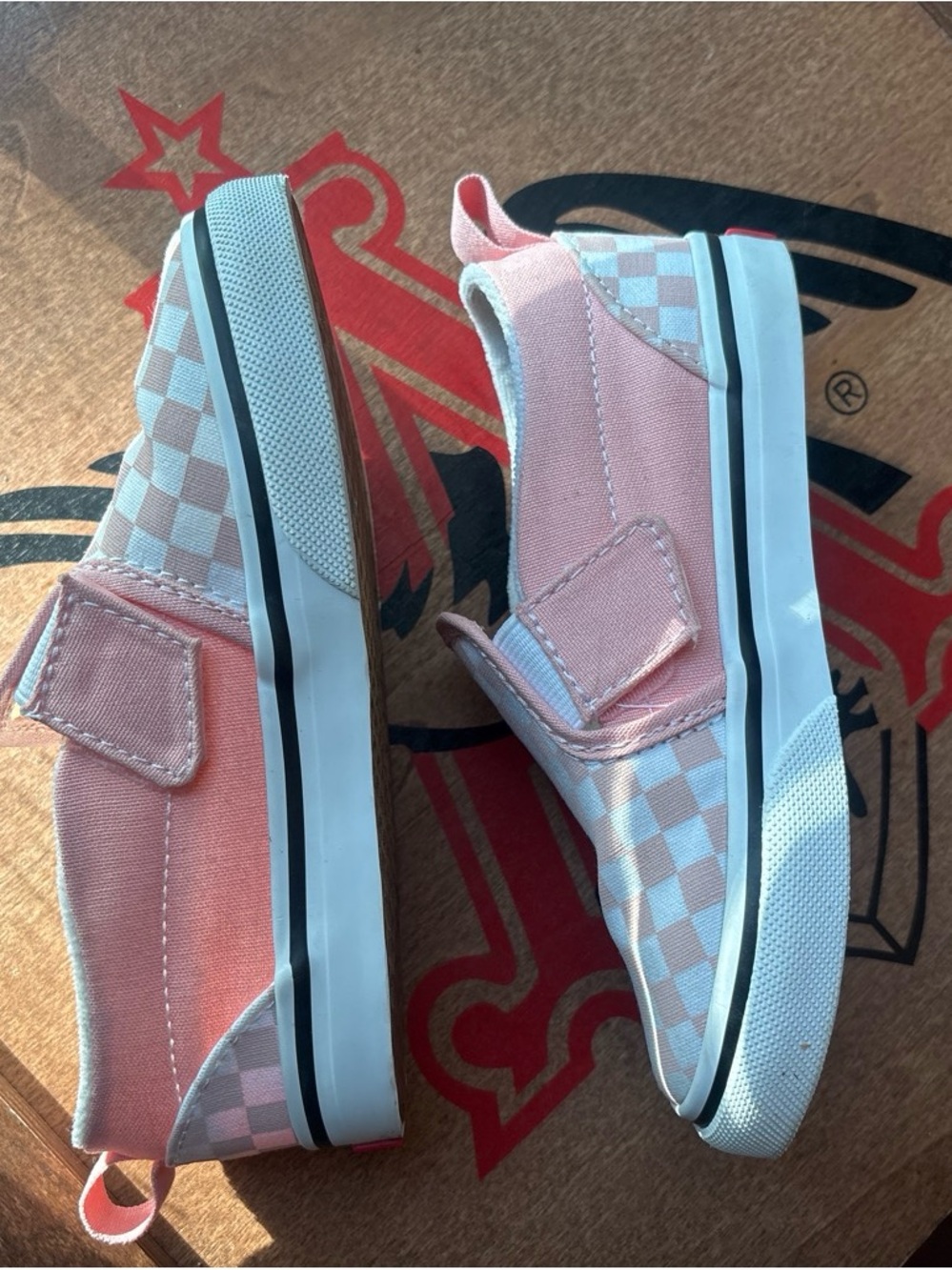 Kids Pink Checkerboard Slip-On Vans - Picture 4 of 6